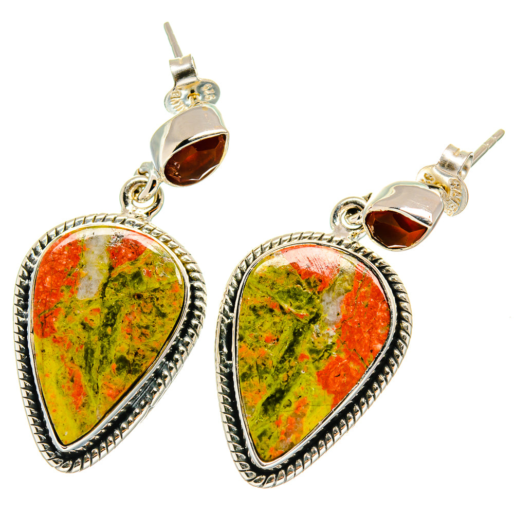 Unakite, Carnelian Earrings handcrafted by Ana Silver Co - EARR425470 - Photo 2