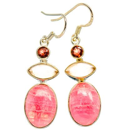Rhodochrosite, Rose Quartz, Garnet Earrings handcrafted by Ana Silver Co - EARR425473 - Photo 2
