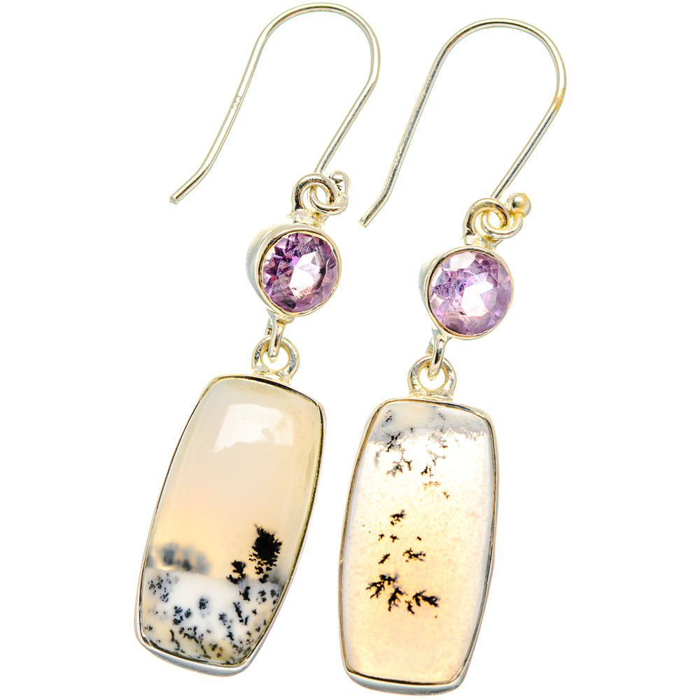 Dendritic Opal, Amethyst Earrings handcrafted by Ana Silver Co - EARR425477 - Photo 2