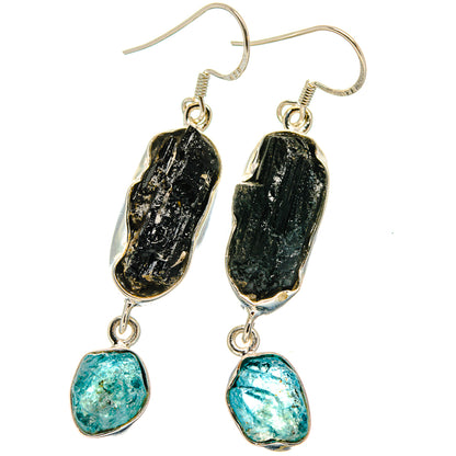 Tektite, Apatite Earrings handcrafted by Ana Silver Co - EARR425484 - Photo 2
