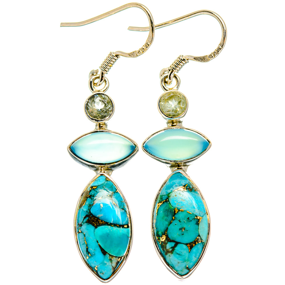 Blue Copper Composite Turquoise Earrings handcrafted by Ana Silver Co - EARR425504 - Photo 2