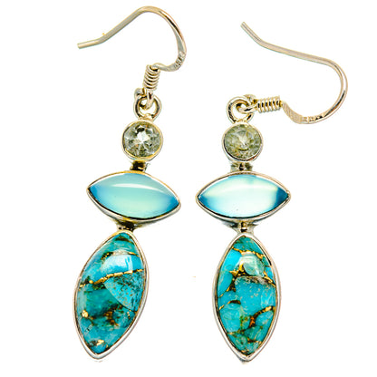 Blue Copper Composite Turquoise Earrings handcrafted by Ana Silver Co - EARR425509 - Photo 2
