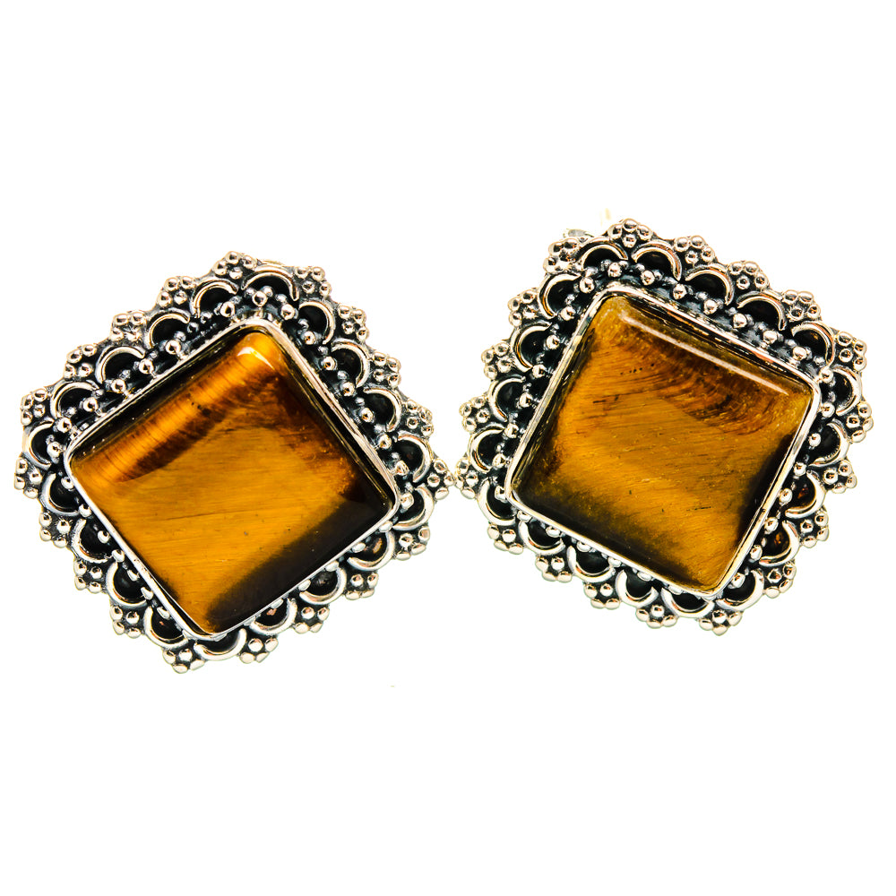 Tiger Eye Earrings handcrafted by Ana Silver Co - EARR425511 - Photo 2