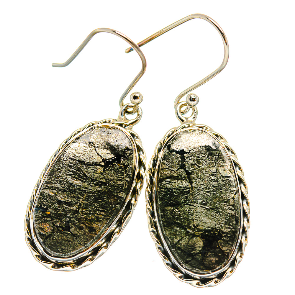 Pyrite Agate Earrings handcrafted by Ana Silver Co - EARR425512 - Photo 2