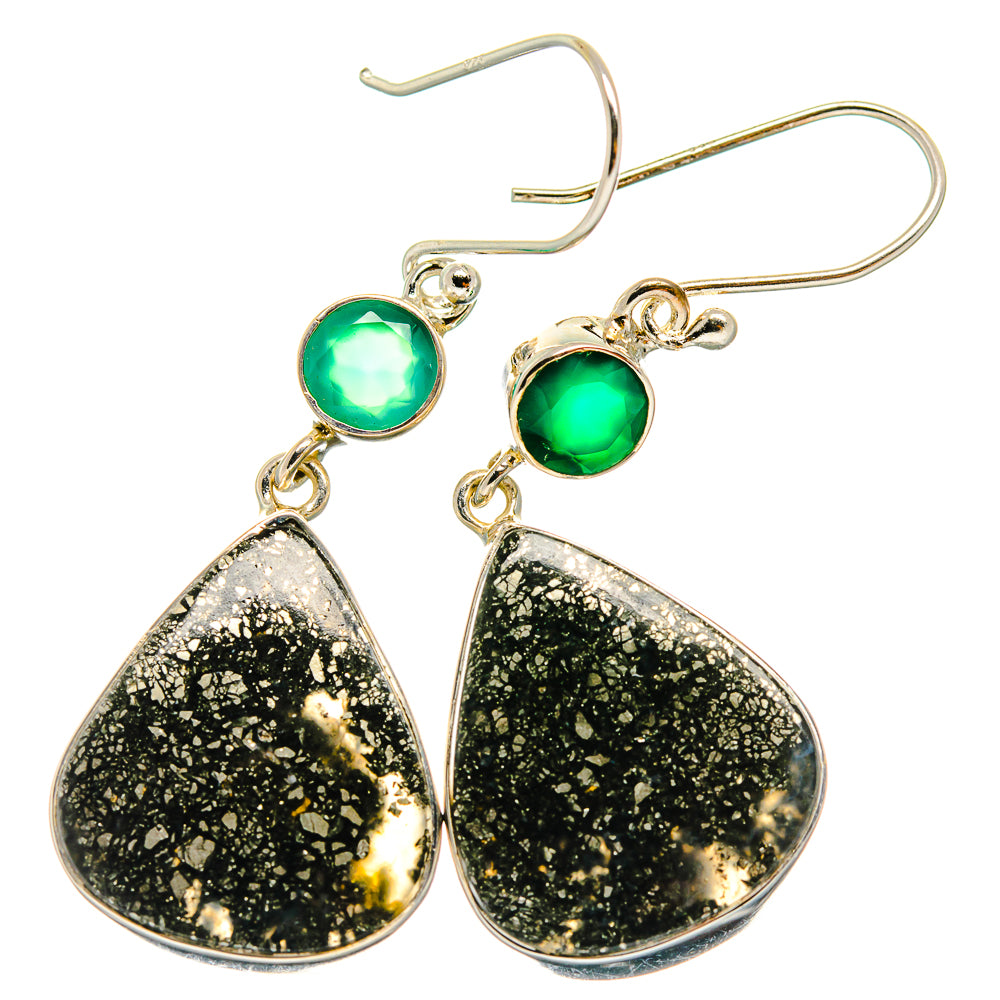 Pyrite Agate Earrings handcrafted by Ana Silver Co - EARR425513 - Photo 2