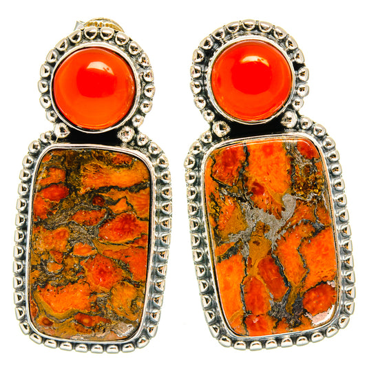Orange Copper Composite Turquoise Earrings handcrafted by Ana Silver Co - EARR425514 - Photo 2