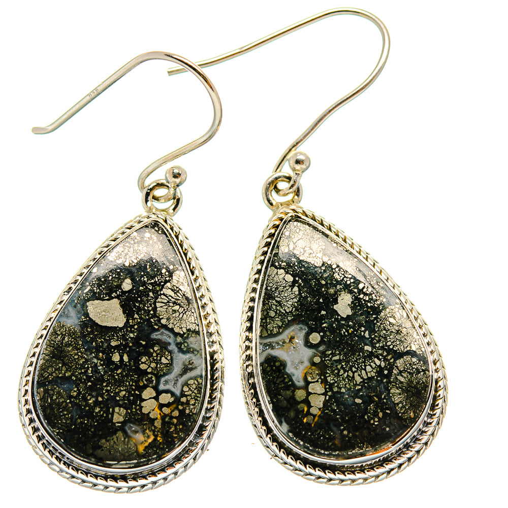 Pyrite Agate Earrings handcrafted by Ana Silver Co - EARR425531 - Photo 2
