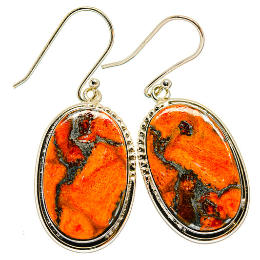 Orange Copper Composite Turquoise Earrings handcrafted by Ana Silver Co - EARR425534 - Photo 2
