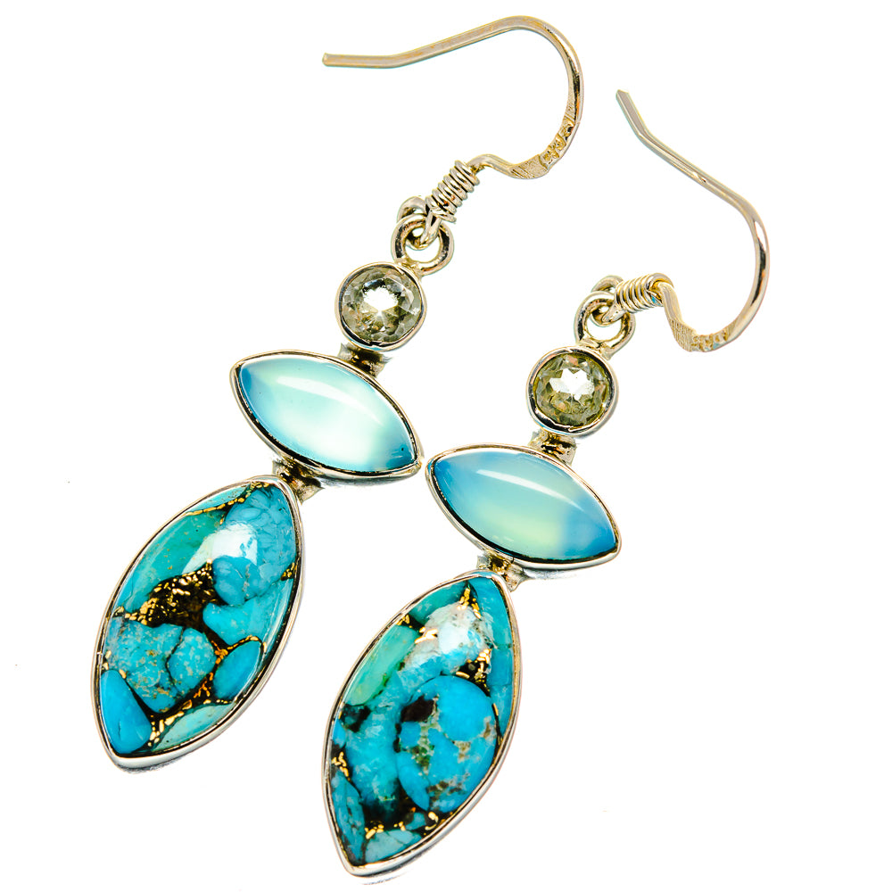 Blue Copper Composite Turquoise Earrings handcrafted by Ana Silver Co - EARR425548 - Photo 2