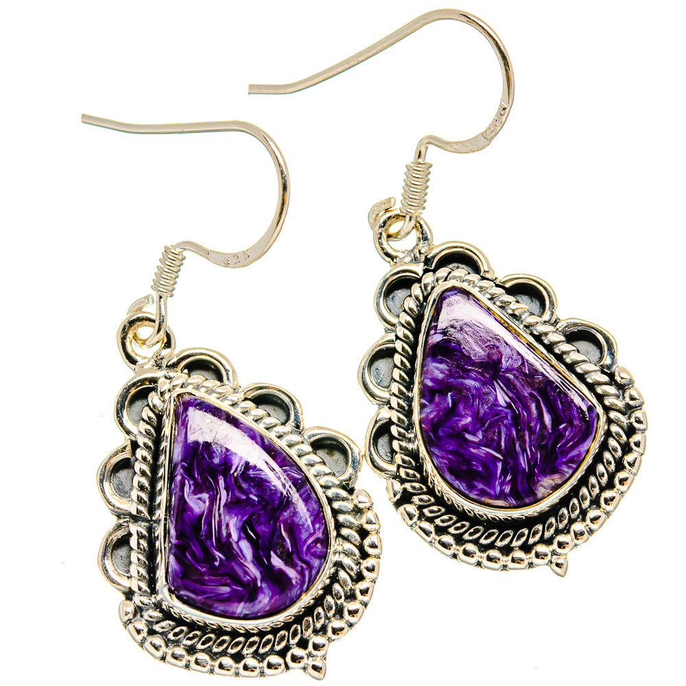 Charoite Earrings handcrafted by Ana Silver Co - EARR425562 - Photo 2