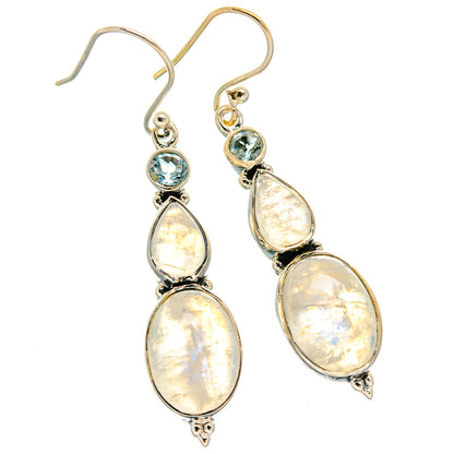 Rainbow Moonstone Earrings handcrafted by Ana Silver Co - EARR425569 - Photo 2
