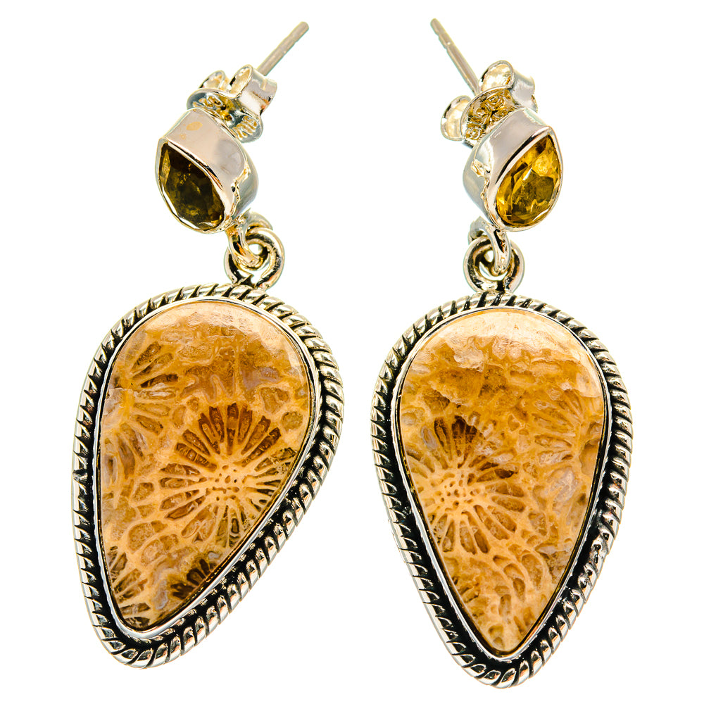 Fossil Coral Earrings handcrafted by Ana Silver Co - EARR425575 - Photo 2