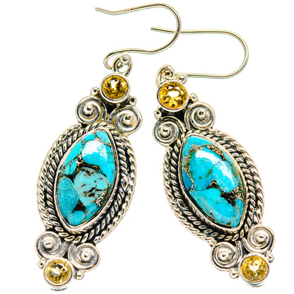 Blue Copper Composite Turquoise Earrings handcrafted by Ana Silver Co - EARR425589 - Photo 2