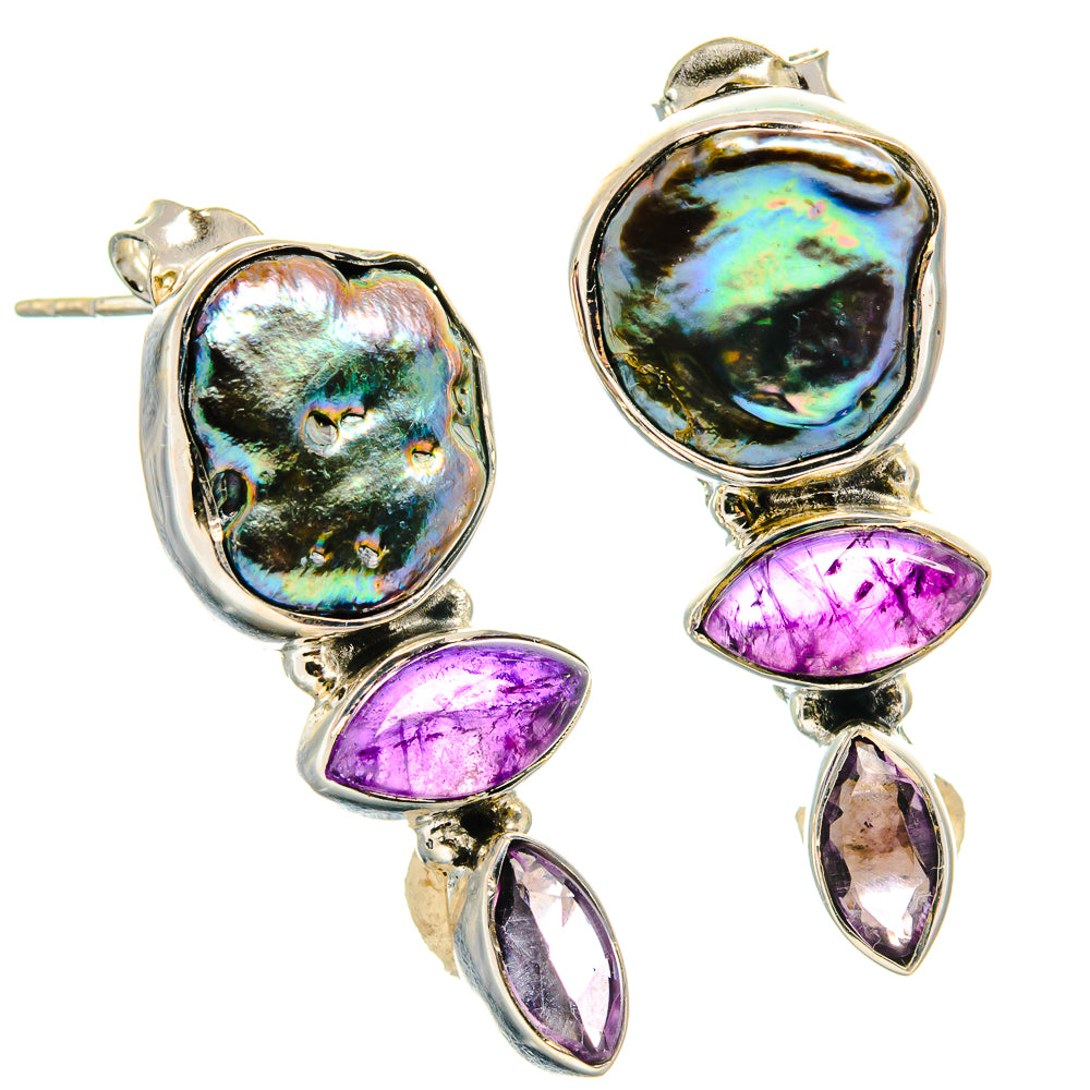 Titanium Mother Of Pearl Earrings handcrafted by Ana Silver Co - EARR425611 - Photo 2