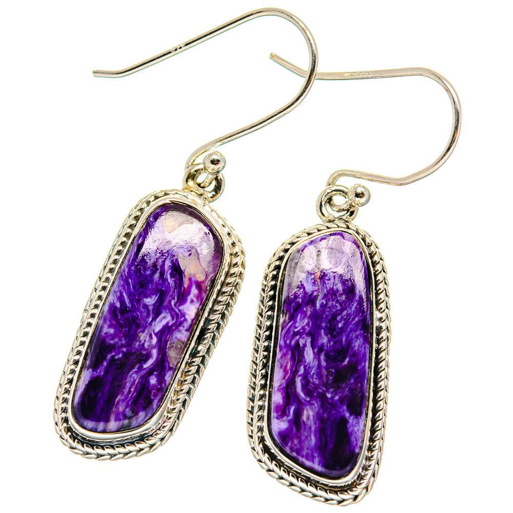 Charoite Earrings handcrafted by Ana Silver Co - EARR425618 - Photo 2