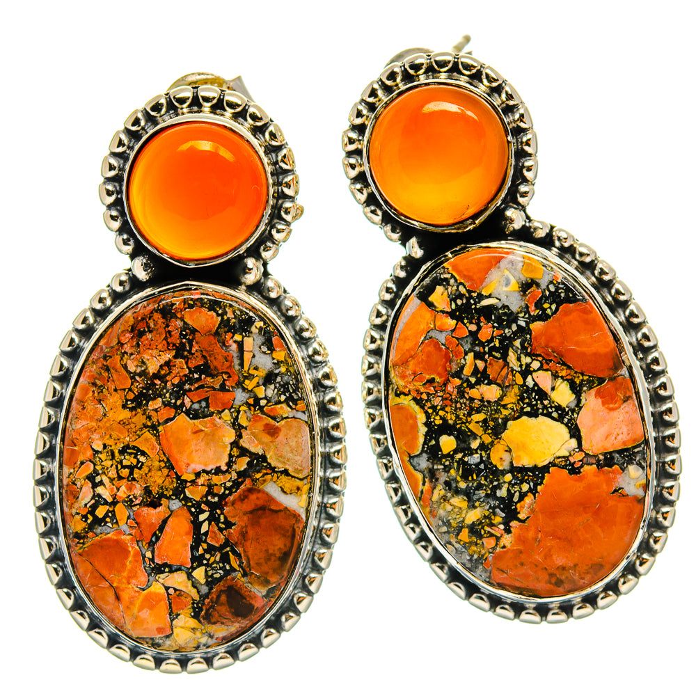Brecciated Mookaite Earrings handcrafted by Ana Silver Co - EARR425671 - Photo 2