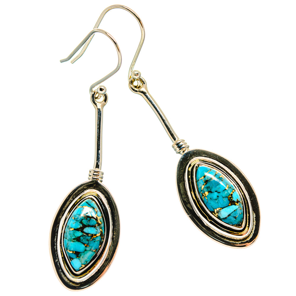 Blue Copper Composite Turquoise Earrings handcrafted by Ana Silver Co - EARR425675 - Photo 2