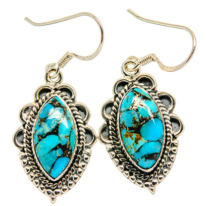 Blue Copper Composite Turquoise Earrings handcrafted by Ana Silver Co - EARR425677 - Photo 2
