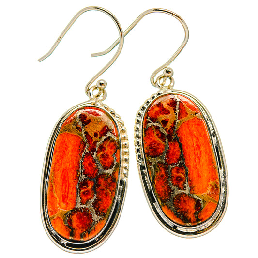Orange Copper Composite Turquoise Earrings handcrafted by Ana Silver Co - EARR425679 - Photo 2