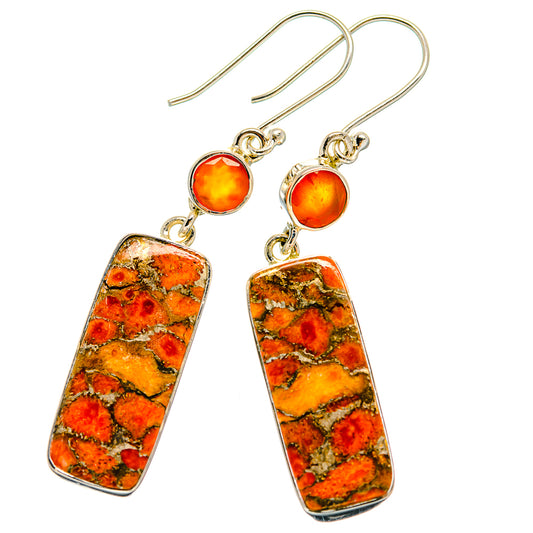 Orange Copper Composite Turquoise Earrings handcrafted by Ana Silver Co - EARR425700 - Photo 2