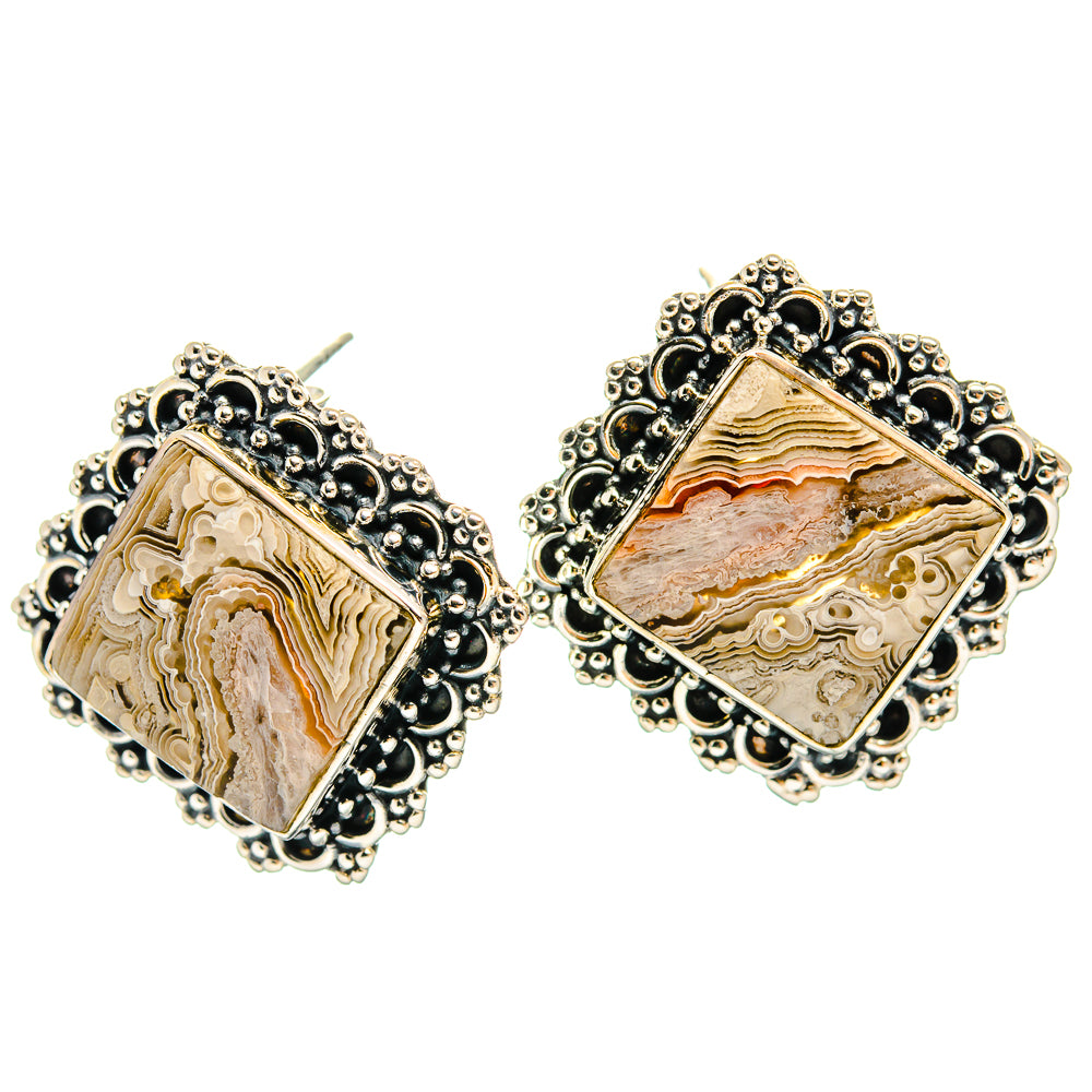Laguna Lace Agate Earrings handcrafted by Ana Silver Co - EARR425707 - Photo 2