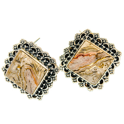 Laguna Lace Agate Earrings handcrafted by Ana Silver Co - EARR425707 - Photo 2