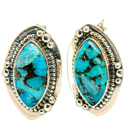 Blue Copper Composite Turquoise Earrings handcrafted by Ana Silver Co - EARR425716 - Photo 2
