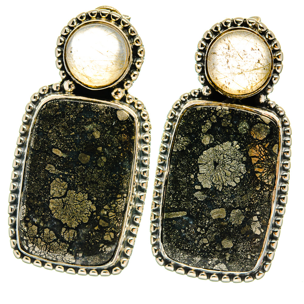 Pyrite Agate Earrings handcrafted by Ana Silver Co - EARR425728 - Photo 2