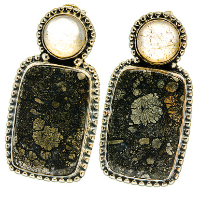 Pyrite Agate Earrings handcrafted by Ana Silver Co - EARR425728 - Photo 2