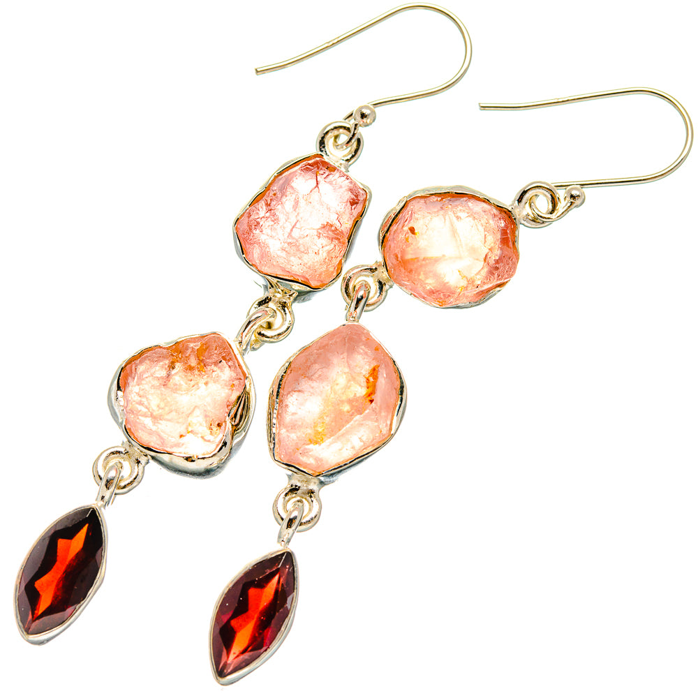 Rose Quartz Earrings handcrafted by Ana Silver Co - EARR425786 - Photo 2