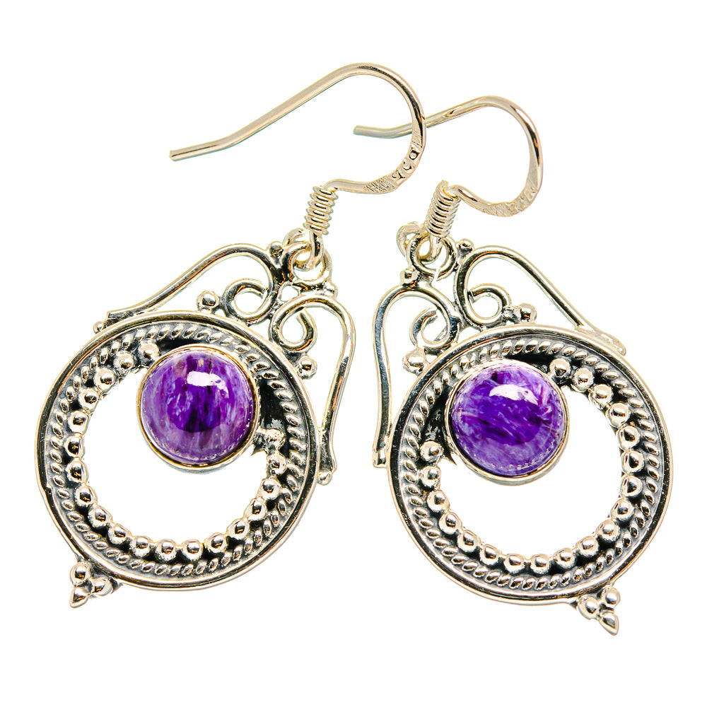Charoite Earrings handcrafted by Ana Silver Co - EARR425789 - Photo 2