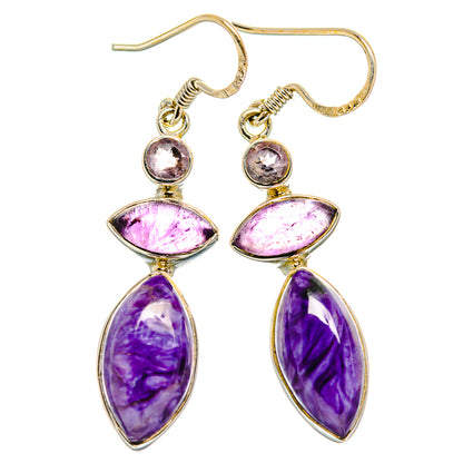 Charoite Earrings handcrafted by Ana Silver Co - EARR425794 - Photo 2