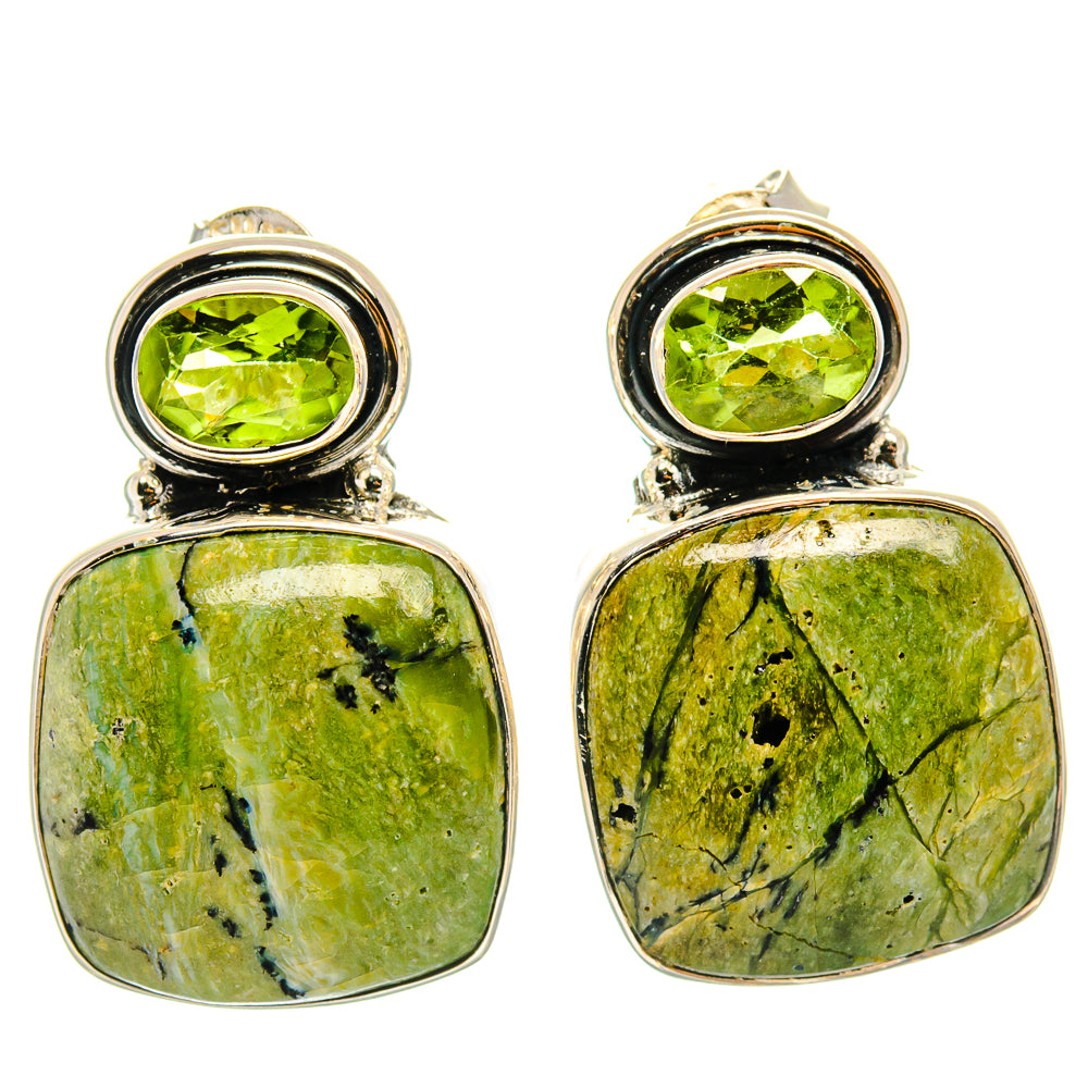 African Green Opal Earrings handcrafted by Ana Silver Co - EARR425800 - Photo 2