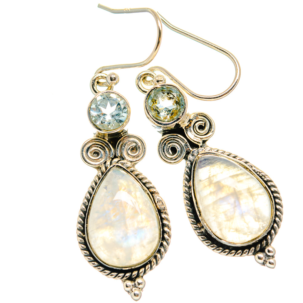 Rainbow Moonstone Earrings handcrafted by Ana Silver Co - EARR425813 - Photo 2