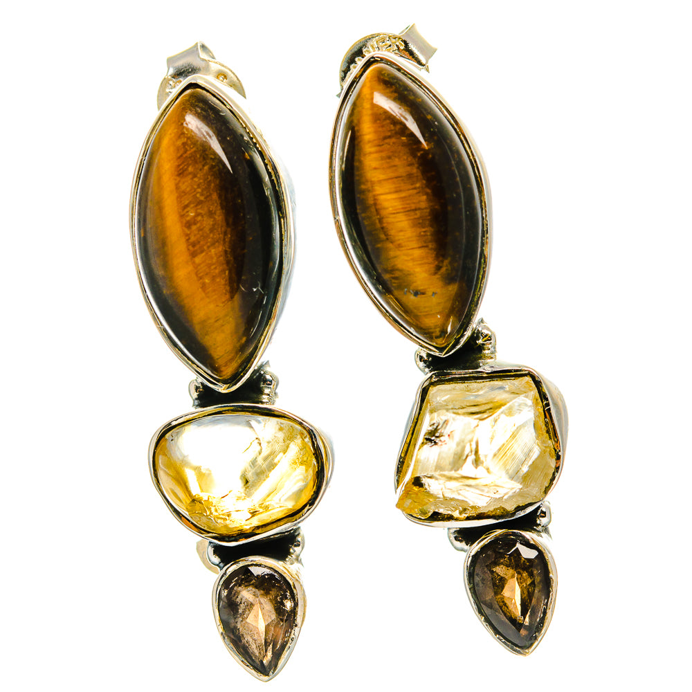 Tiger Eye Earrings handcrafted by Ana Silver Co - EARR425820 - Photo 2