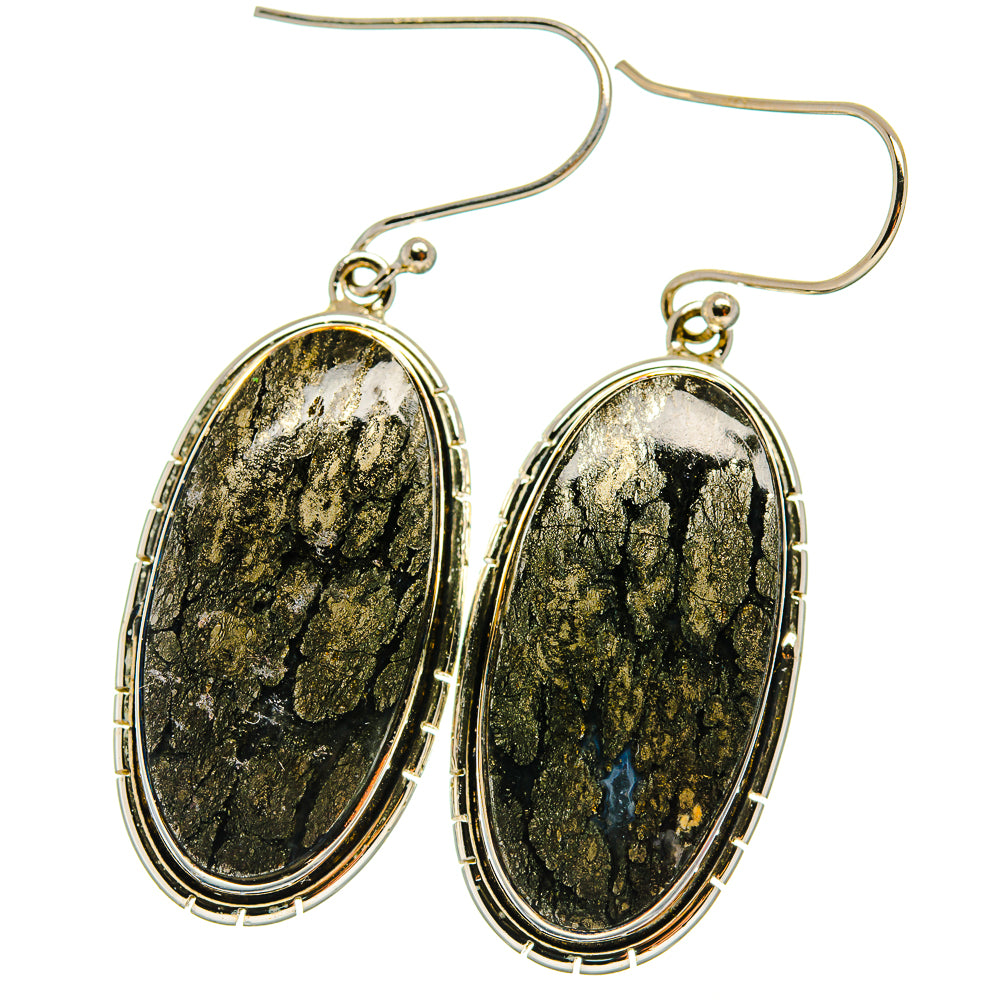 Pyrite Agate Earrings handcrafted by Ana Silver Co - EARR425825 - Photo 2