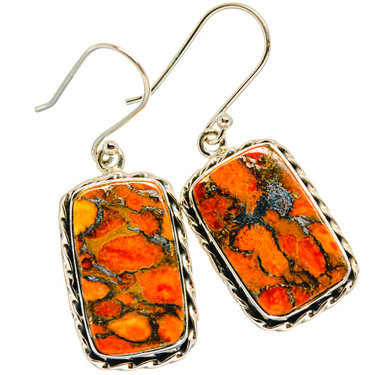 Orange Copper Composite Turquoise Earrings handcrafted by Ana Silver Co - EARR425828 - Photo 2