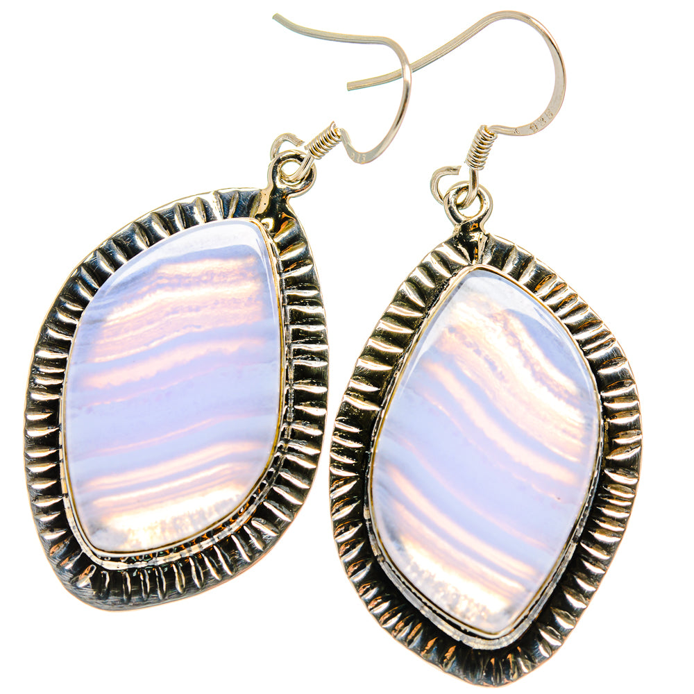 Blue Lace Agate Earrings handcrafted by Ana Silver Co - EARR425830 - Photo 2