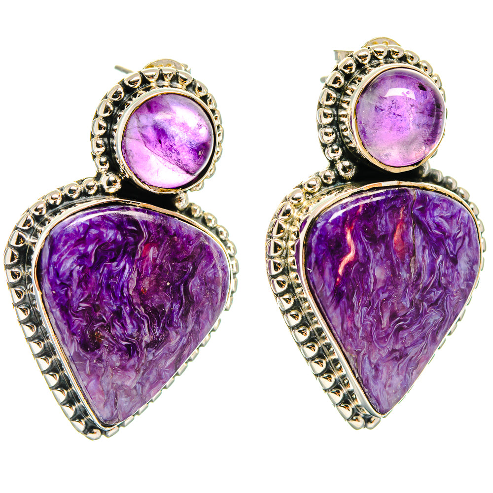 Charoite Earrings handcrafted by Ana Silver Co - EARR425848 - Photo 2
