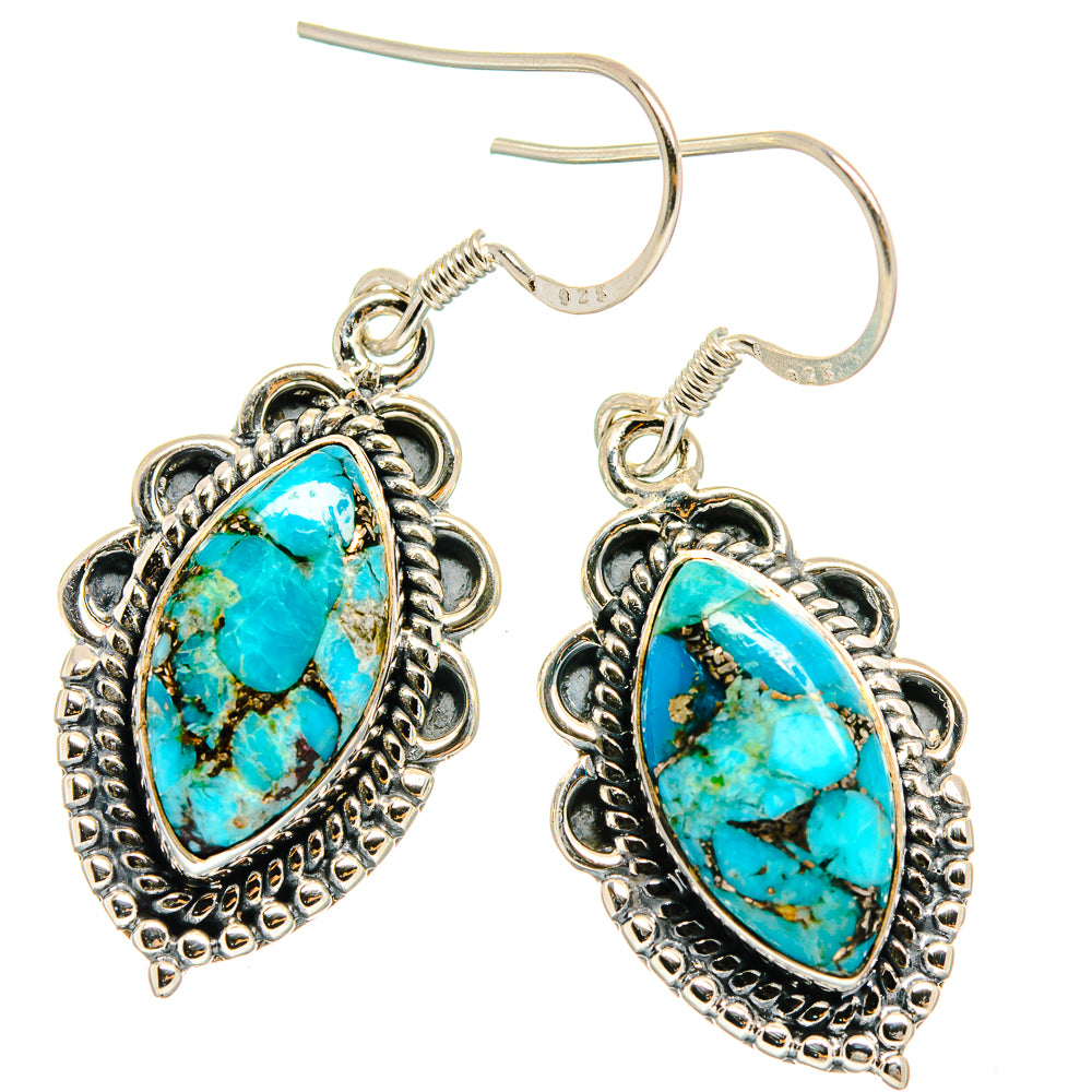 Blue Copper Composite Turquoise Earrings handcrafted by Ana Silver Co - EARR425870 - Photo 2