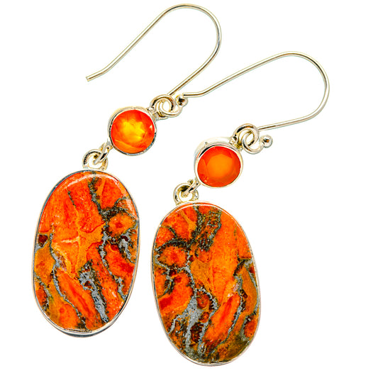 Orange Copper Composite Turquoise Earrings handcrafted by Ana Silver Co - EARR425880 - Photo 2