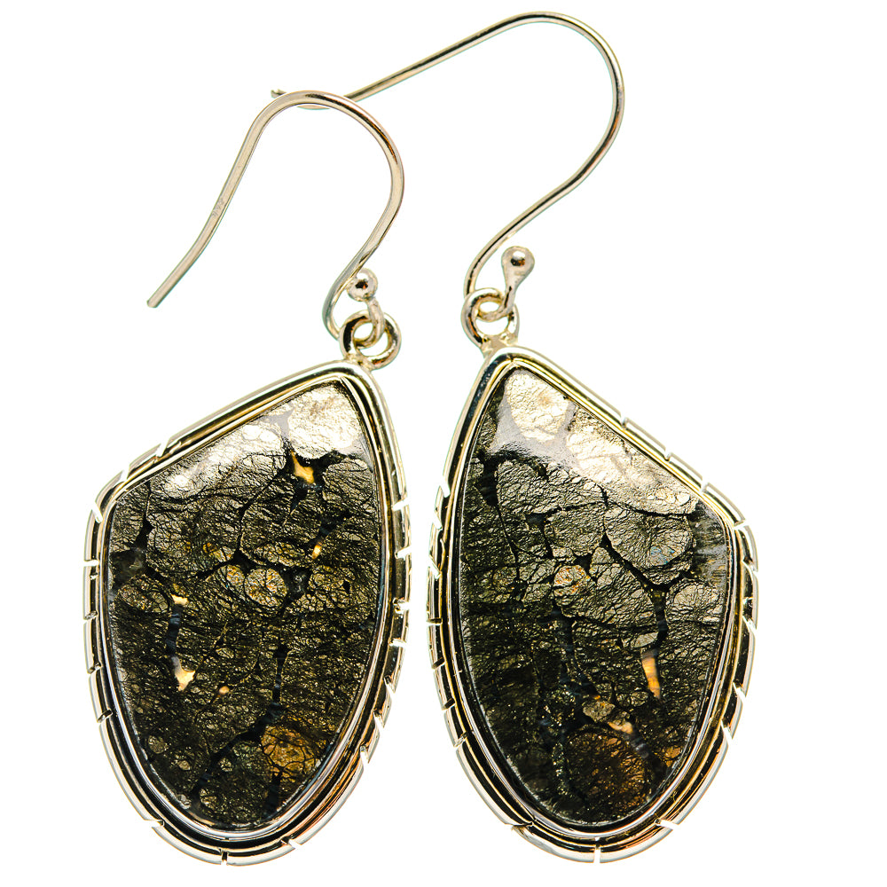 Pyrite Agate Earrings handcrafted by Ana Silver Co - EARR425881 - Photo 2