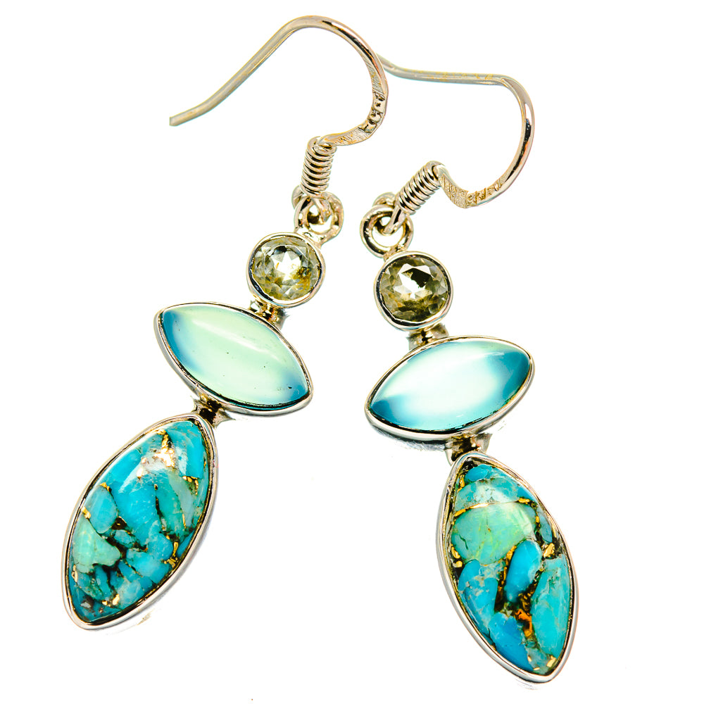 Blue Copper Composite Turquoise Earrings handcrafted by Ana Silver Co - EARR425891 - Photo 2