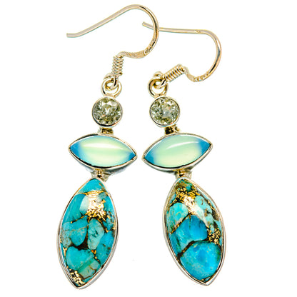 Blue Copper Composite Turquoise Earrings handcrafted by Ana Silver Co - EARR425908 - Photo 2