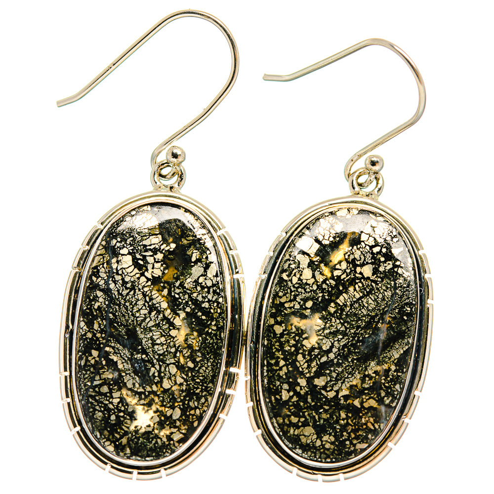 Pyrite Agate Earrings handcrafted by Ana Silver Co - EARR425920 - Photo 2