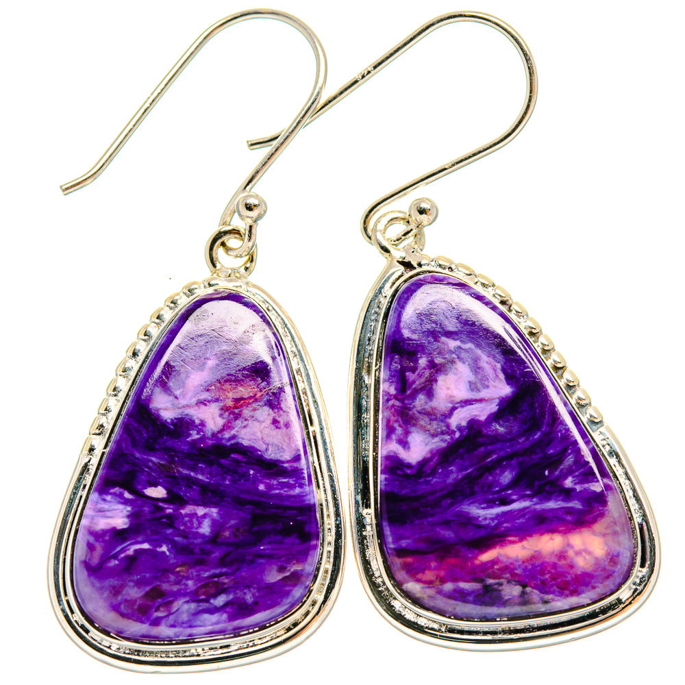 Charoite Earrings handcrafted by Ana Silver Co - EARR425921 - Photo 2