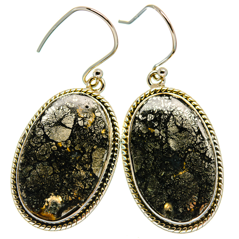 Pyrite Agate Earrings handcrafted by Ana Silver Co - EARR425949 - Photo 2