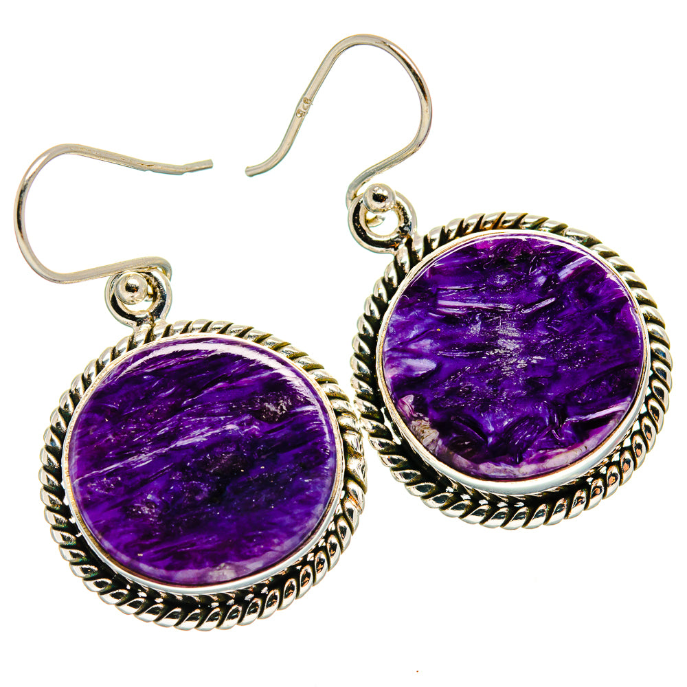 Charoite Earrings handcrafted by Ana Silver Co - EARR425957 - Photo 2