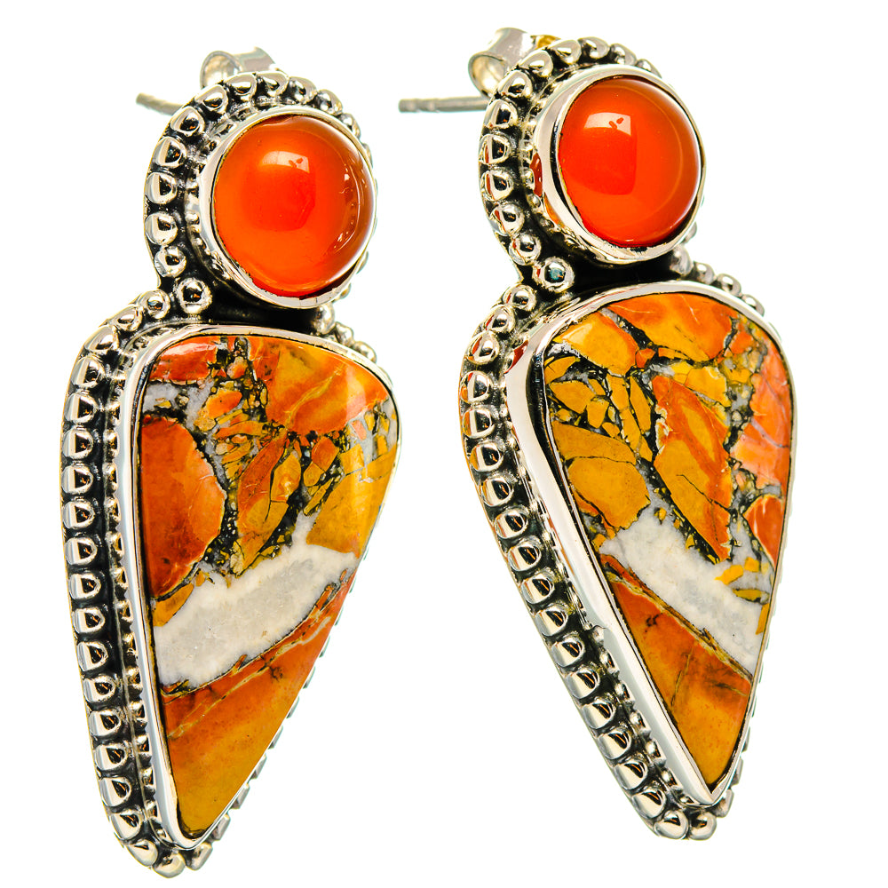 Orange Copper Composite Turquoise Earrings handcrafted by Ana Silver Co - EARR425974 - Photo 2