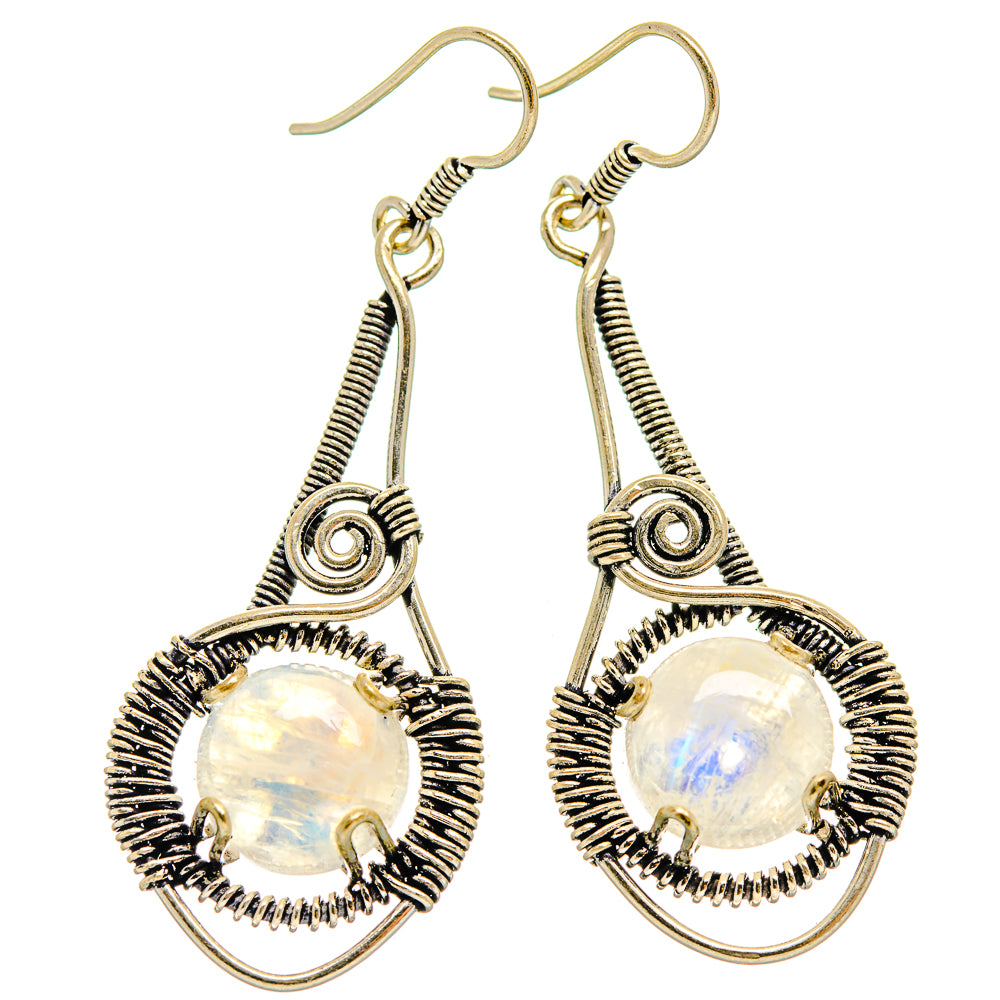 Rainbow Moonstone Earrings handcrafted by Ana Silver Co - EARR425981 - Photo 2
